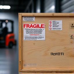 A carefully packed crate labeled with fragile stickers.